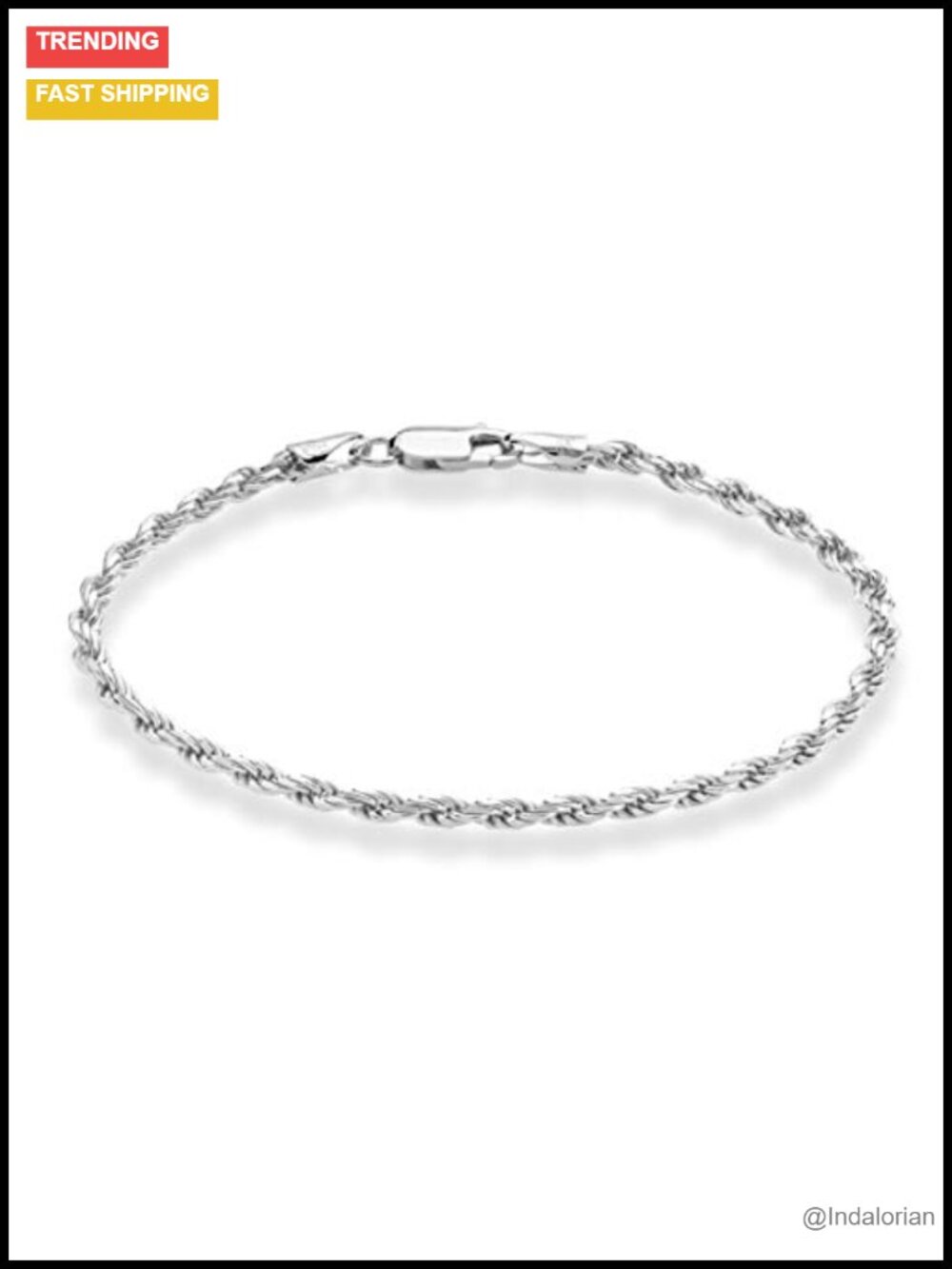 Italian 925 Sterling Silver Twisted Rope Bracelet 2mm 3mm Unisex Lobster Clasp